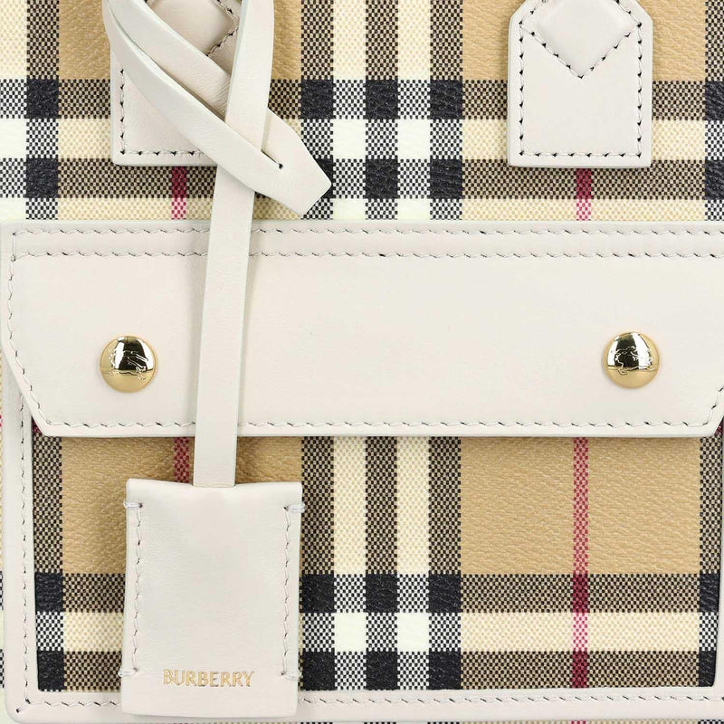 Burberry Plaid Check Canvas Tote Bag — Beige Polyurethane