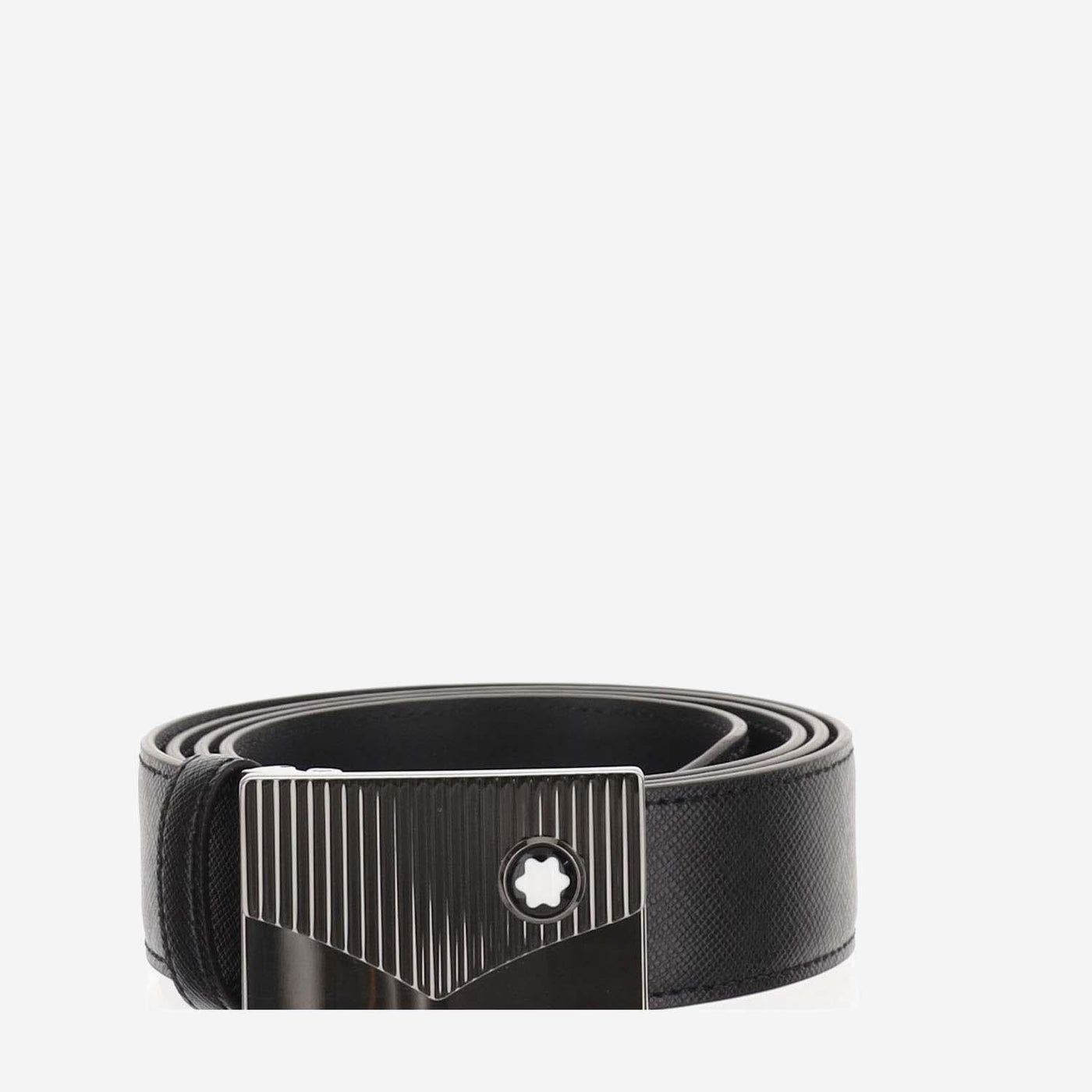 Montblanc Leather With Emblem Buckle Belt — Black