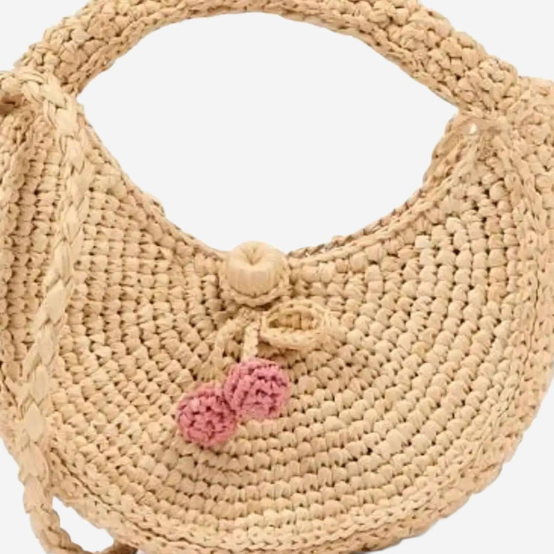 Bonpoint Natural Raffia Crossbody Bag — Beige