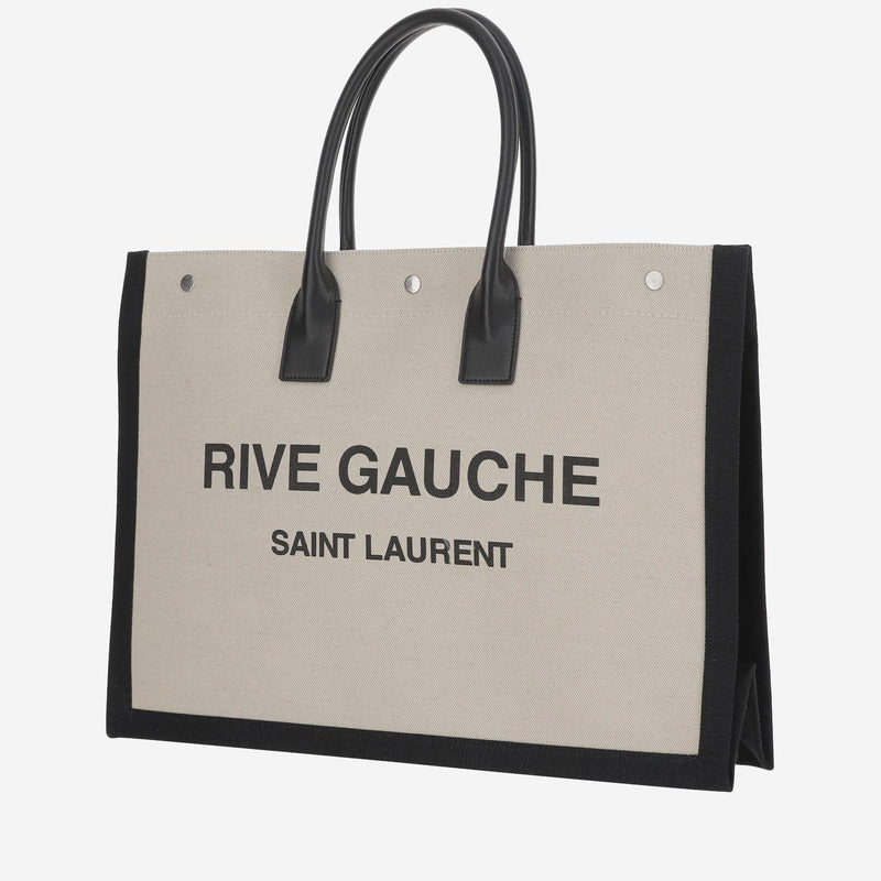 Saint Laurent Rive Gauche Tote Bag — Beige Cotton