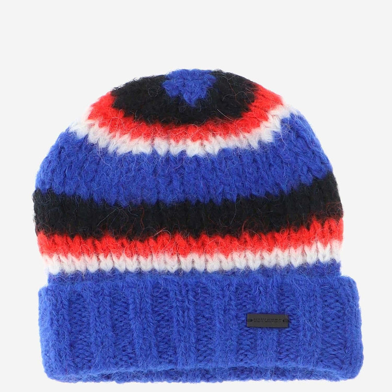 Saint Laurent 668769 Striped Alpaca-Wool Beanie — Blue Beanies