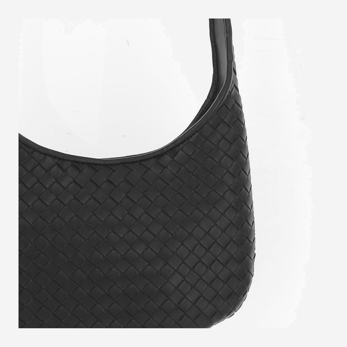 Bottega Veneta Woven Lambskin Shoulder Bag — Black