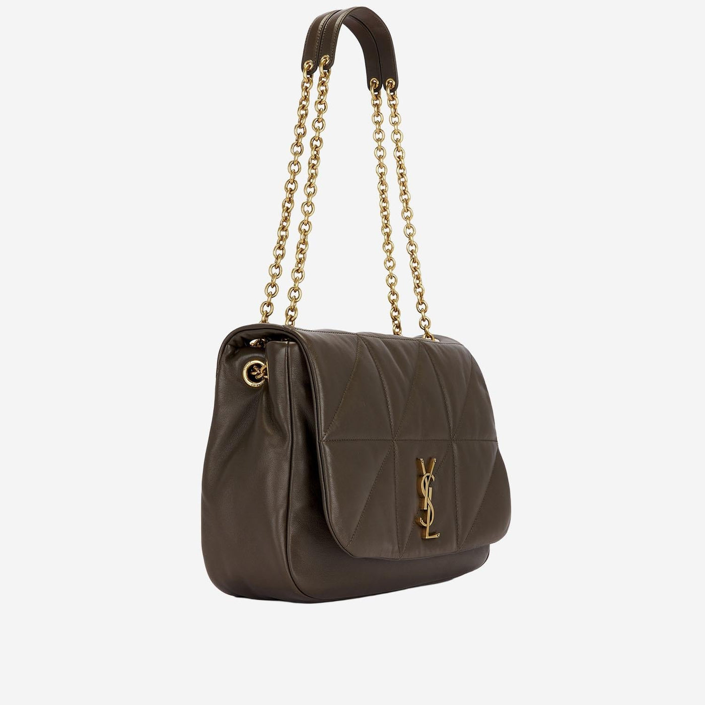 Saint Laurent Cassandre Shoulder Bag — Brown Lambskin Leather