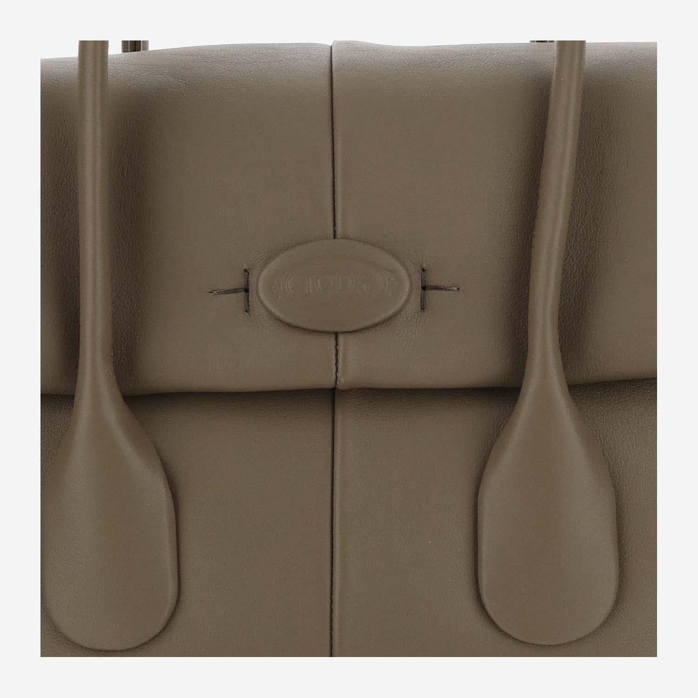 Tods Padded Calfskin Leather Top Handle Bag — Beige