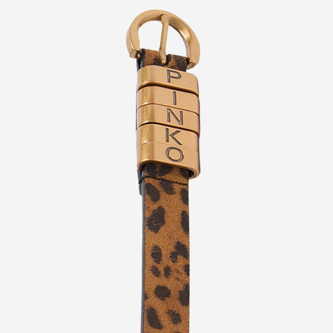 Pinko Leopard-Print Leather Belt — Brown