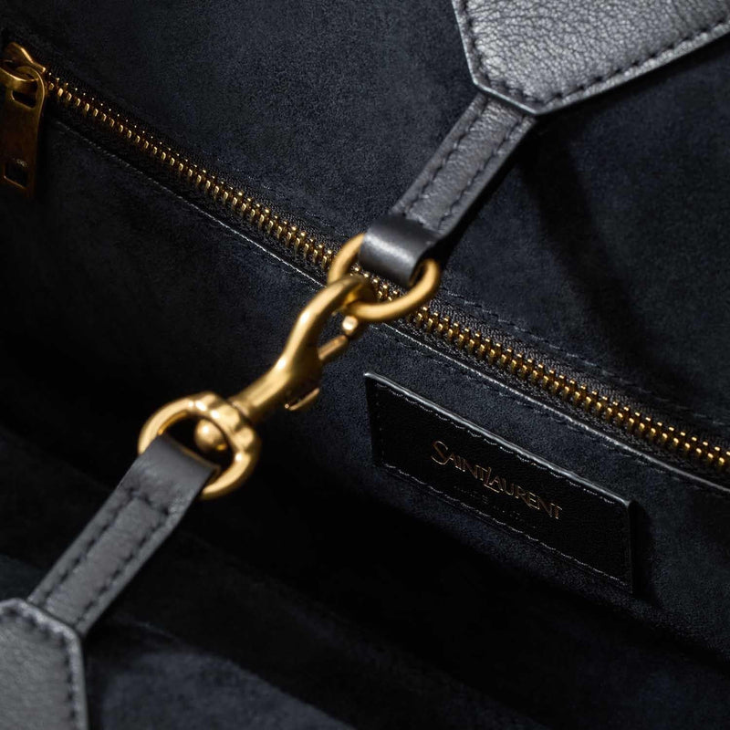 Saint Laurent Fine-Grained Leather Tote Bag — Black