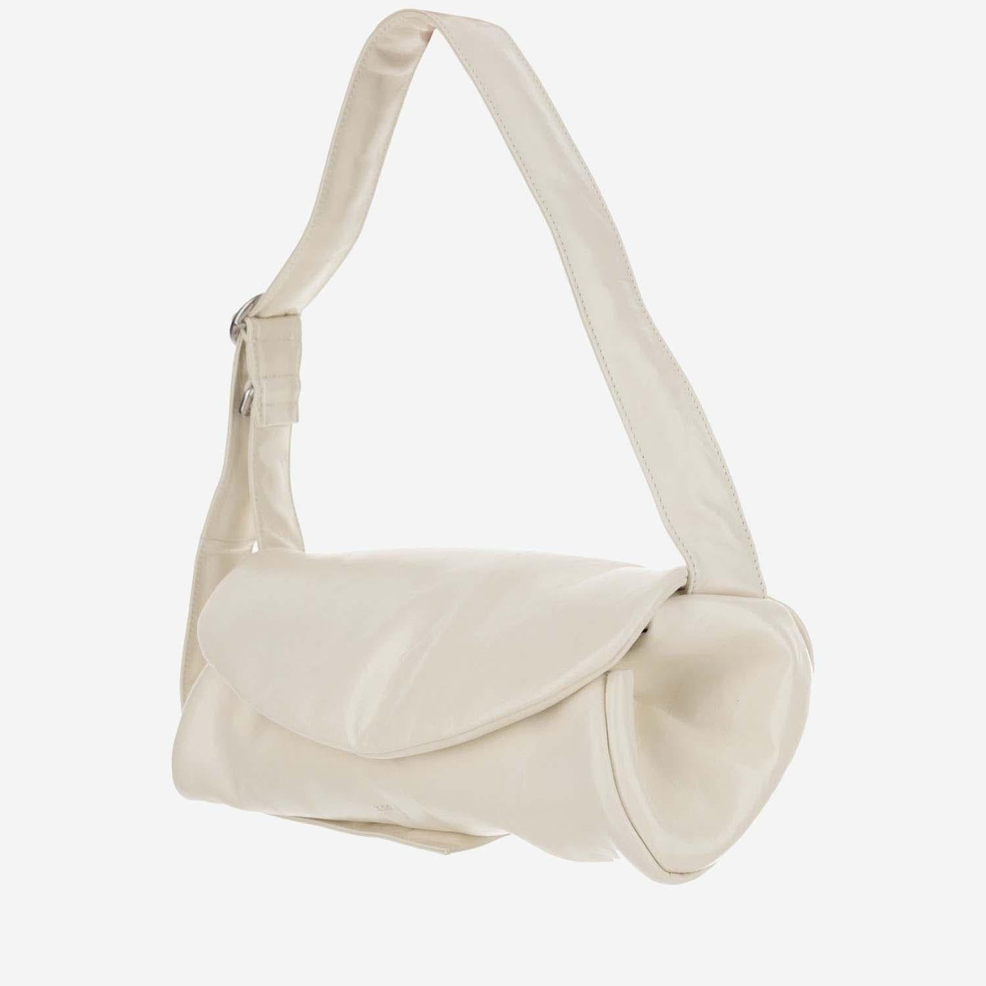 Jil Sander Cannolo Grande Shoulder Bag — White Leather