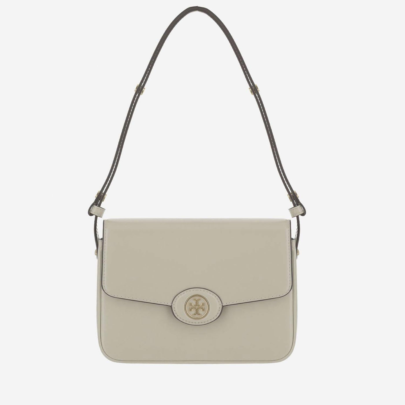 Tory Burch Glossy Leather Shoulder Bag — White