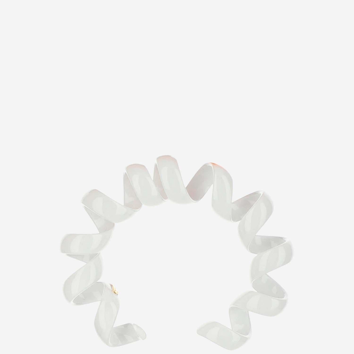 Bottega Veneta Enamelled Coiled Sterling Silver Bracelet — White Bracelets