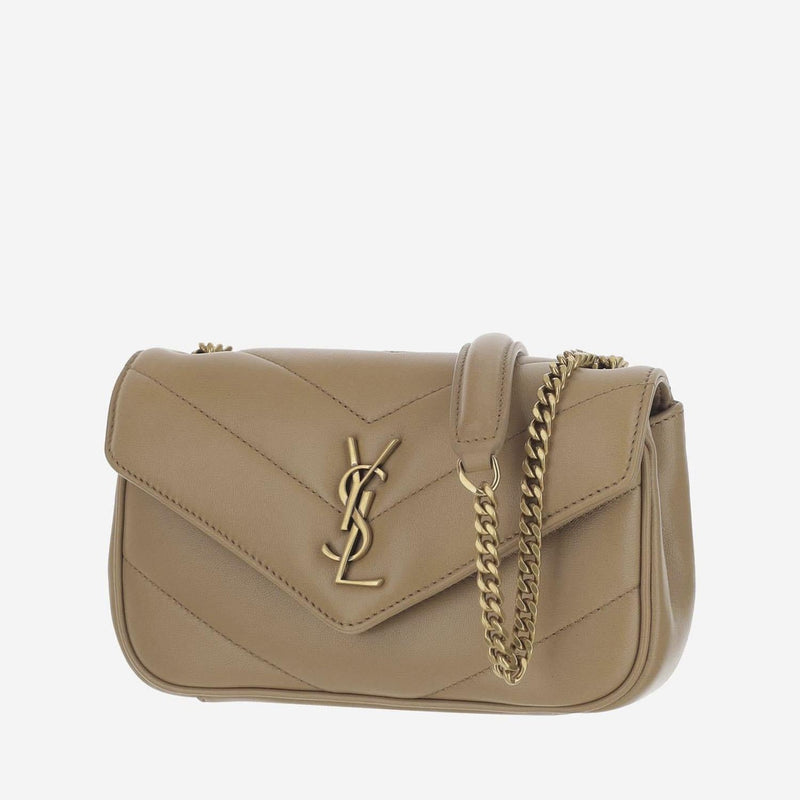 Saint Laurent Loulou Shoulder Bag — Beige Lambskin Leather