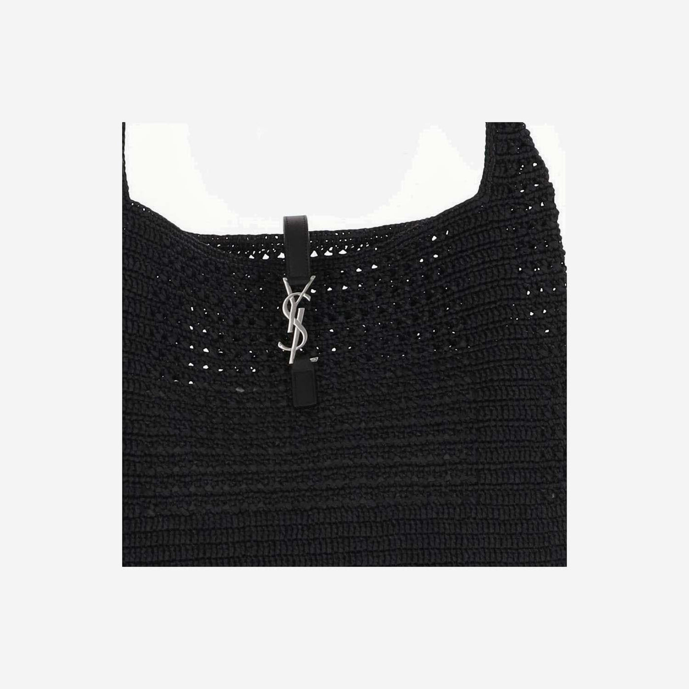 Saint Laurent Crocheted Raffia Tote Bag — Black