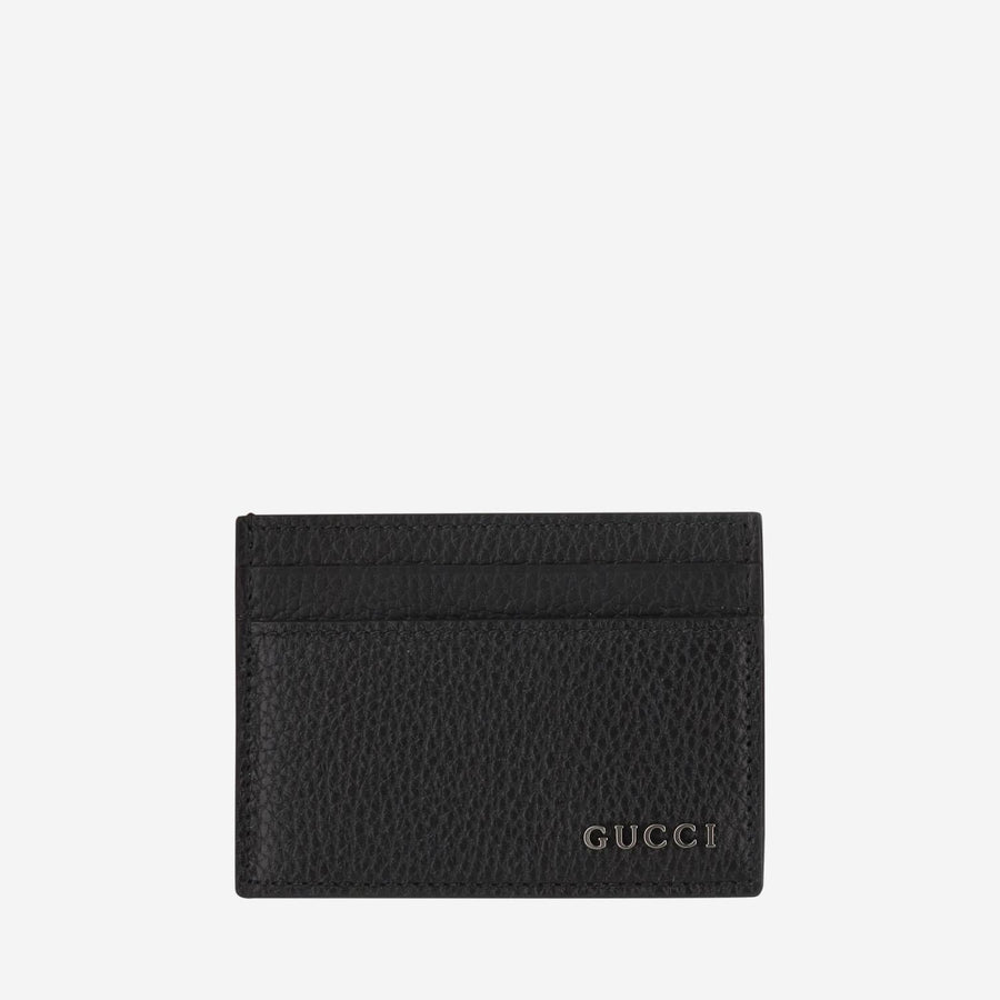 Gucci Leather Logo Card Case — Black Cases