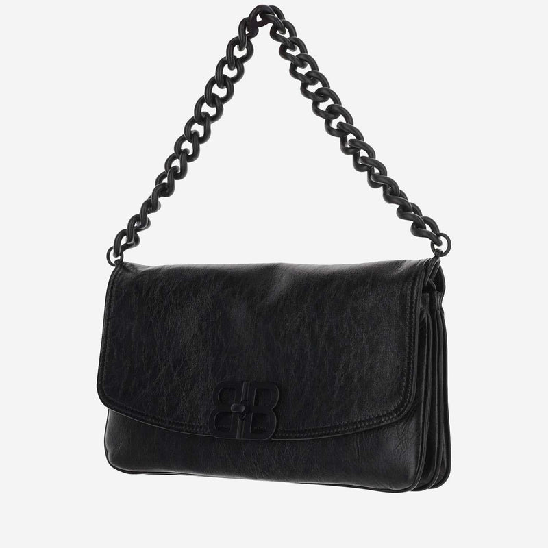 Balenciaga Calfskin Flap Shoulder Bag — Black