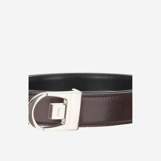 Saint Laurent Reversible Calfskin Belt — Black