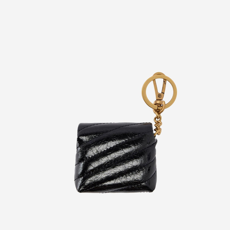 Pinko Quilted Calfskin Coin Purse — Black Leather Purses