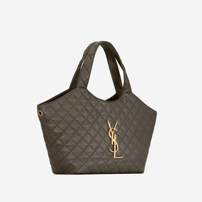 Saint Laurent Icare Shoulder Bag — Gray Leather
