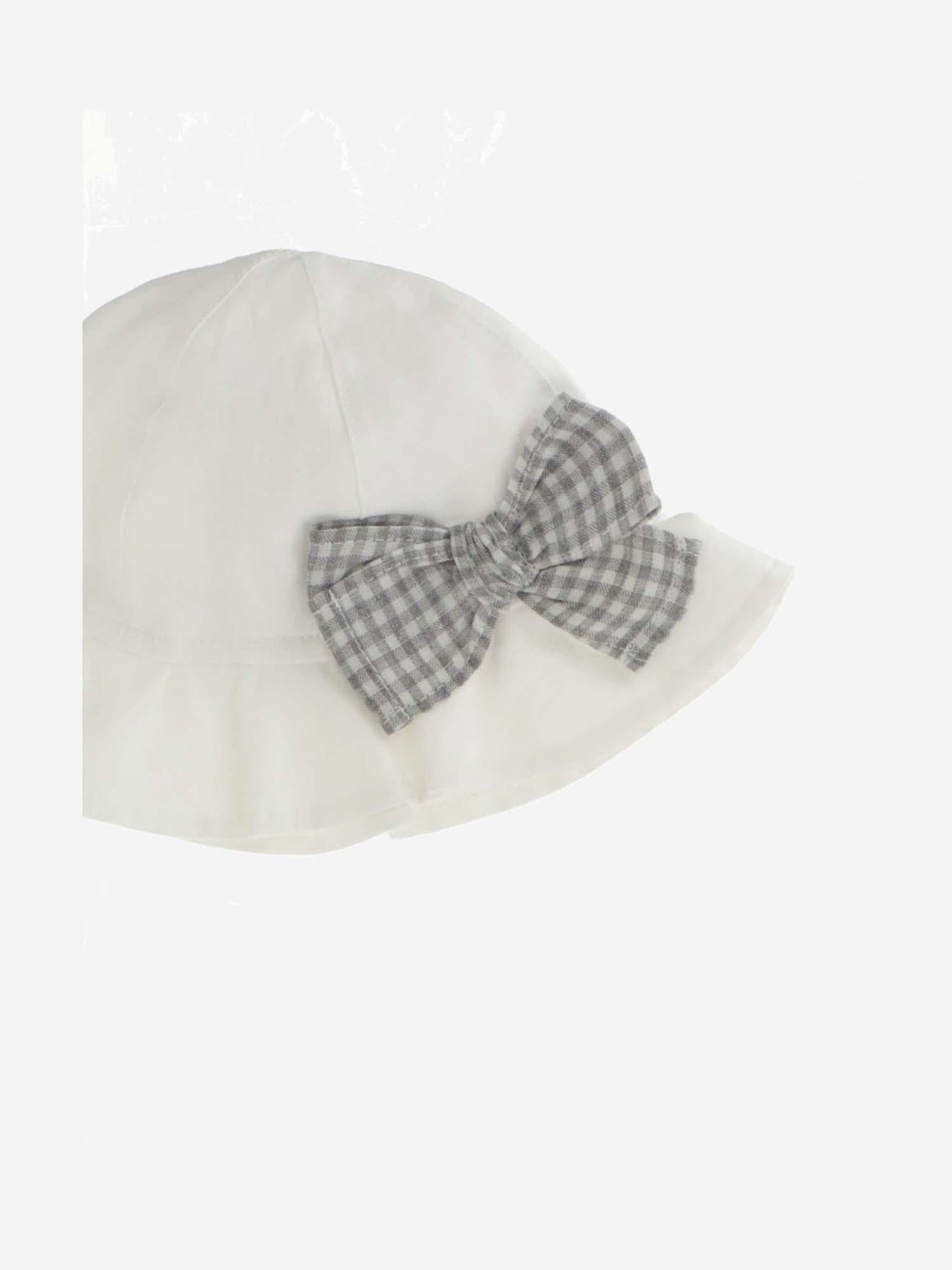Il Gufo P23eo244l6006 Linen With Vichy Bow Sun Hat — White Shell: Linen; Lining: Cotton