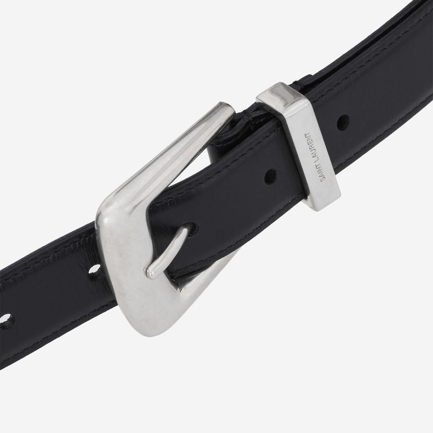 Saint Laurent Smooth Calfskin Leather Belt — Black