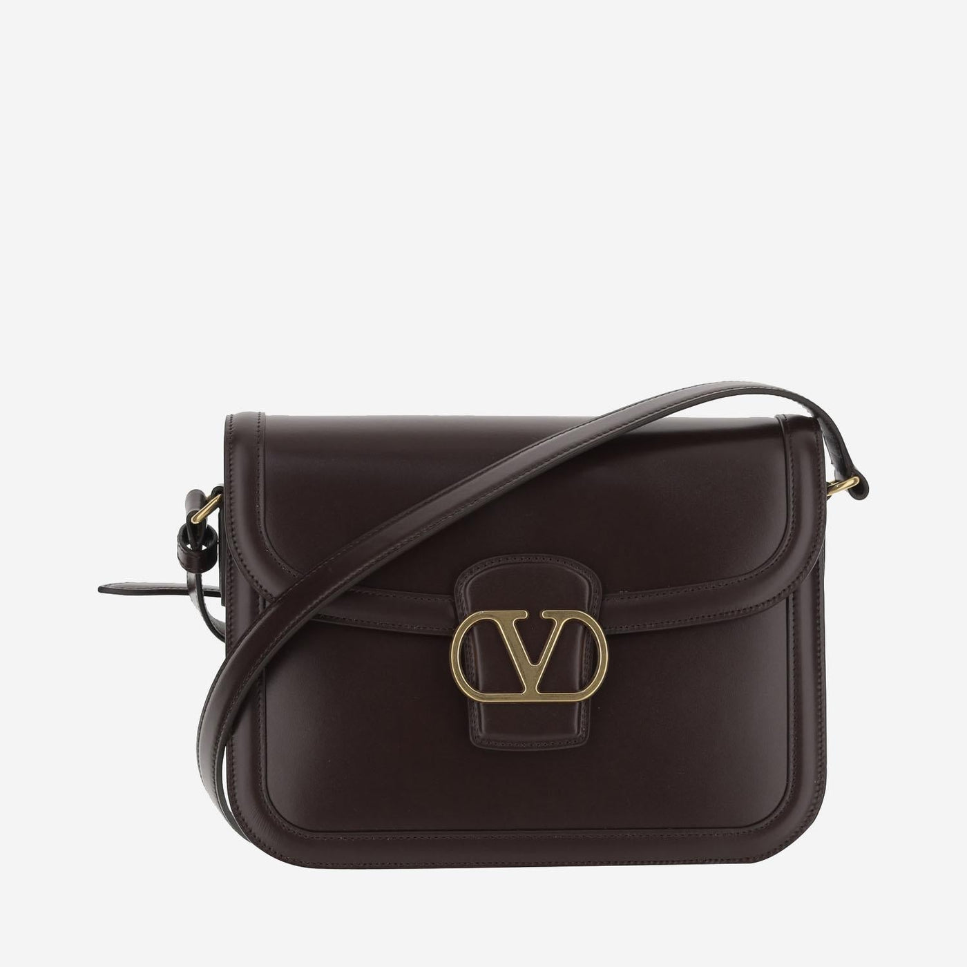Valentino Garavani Vlogo Shoulder Bag — Brown Calfskin