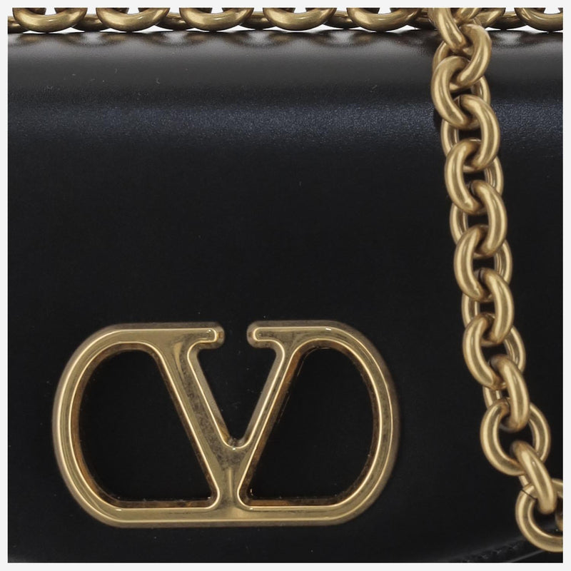 Valentino Garavani Chain-Strap Calfskin Shoulder Bag — Black