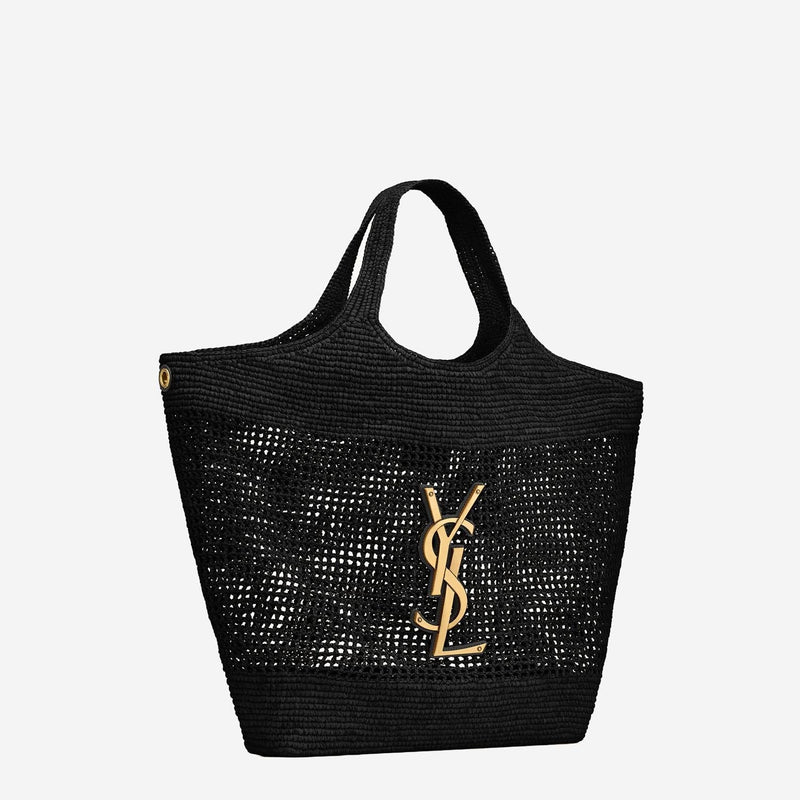 Saint Laurent Icare Tote Bag — Black Raffia
