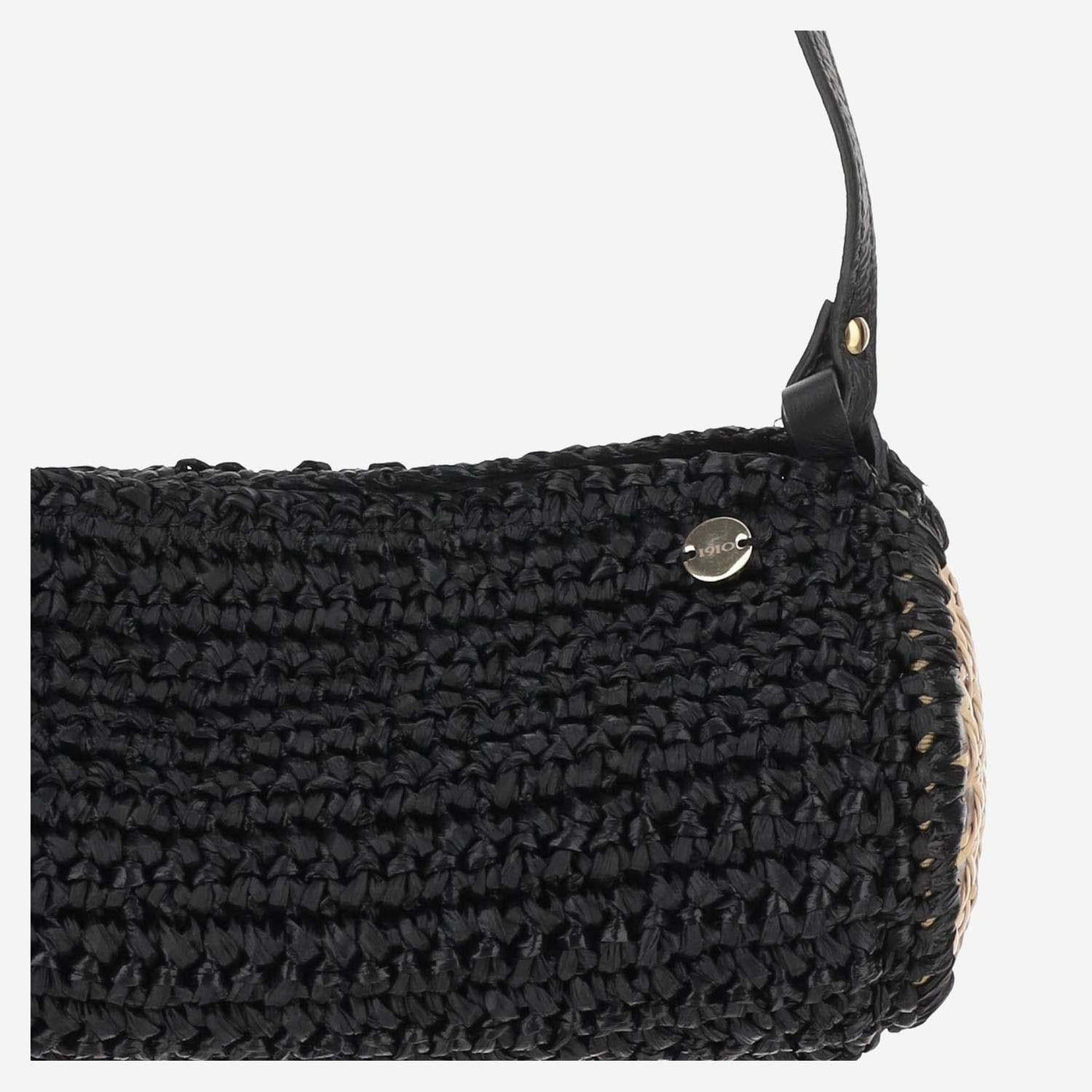 Filippo Catarzi Viscose And Straw Blend Shoulder Bag — Black