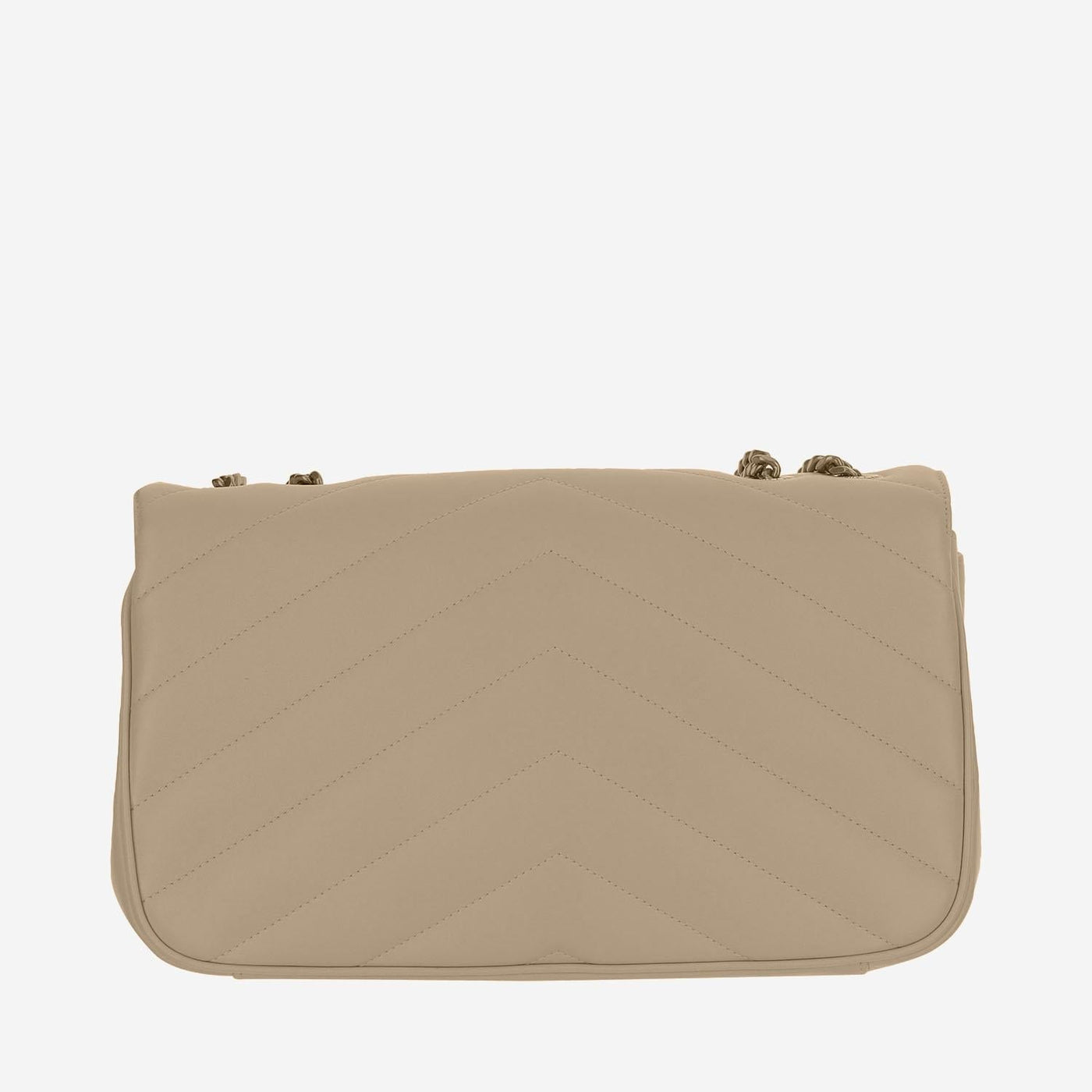 Saint Laurent Quilted Lambskin Shoulder Bag — Beige