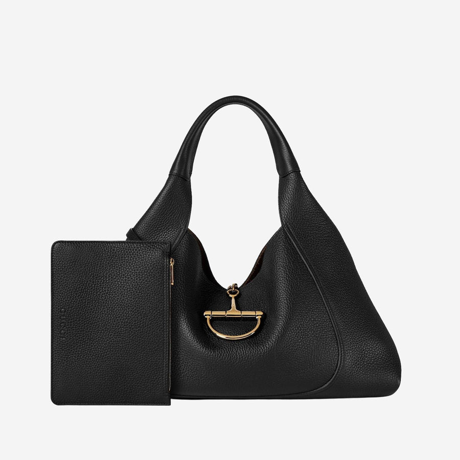 Gucci Pebbled Calfskin Shoulder Bag — Black