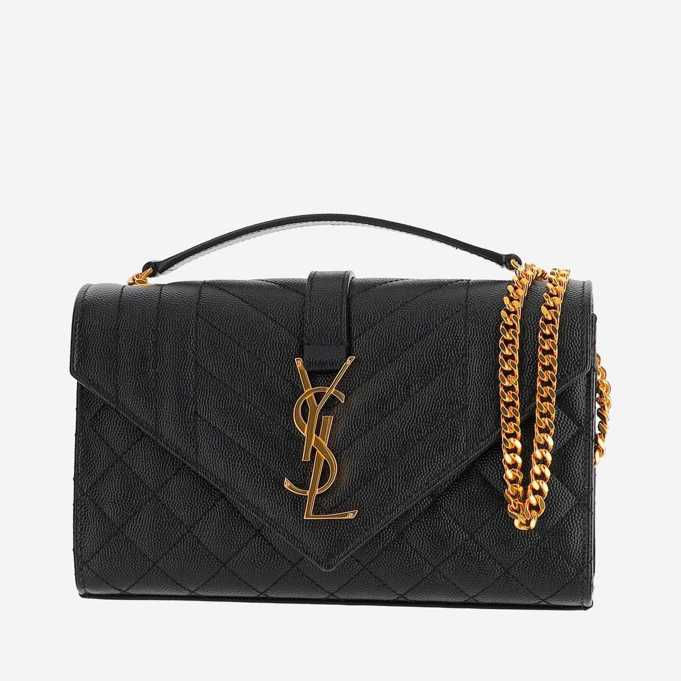 Saint Laurent Envelope Shoulder Bag — Black Calfskin