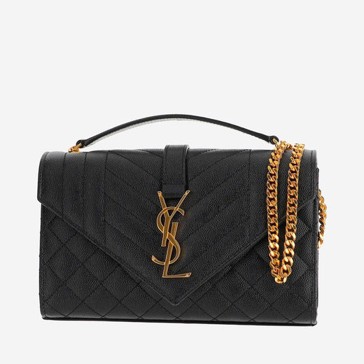 Saint Laurent Envelope Shoulder Bag — Black Calfskin