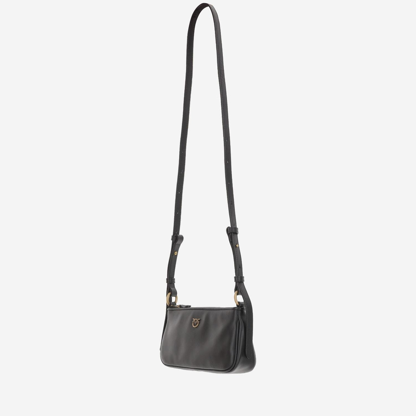 Pinko Half Moon Shoulder Bag — Black Leather