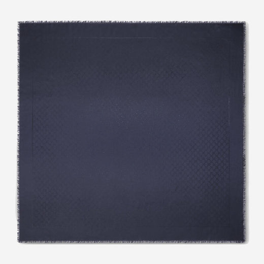 Gucci Wool And Silk Gg Lamé Shawl — Navy Shawls