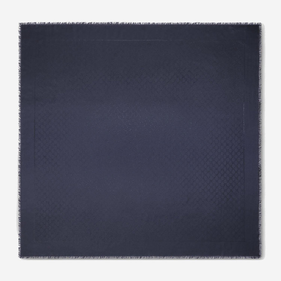 Gucci Wool And Silk Gg Lamé Shawl — Navy Shawls