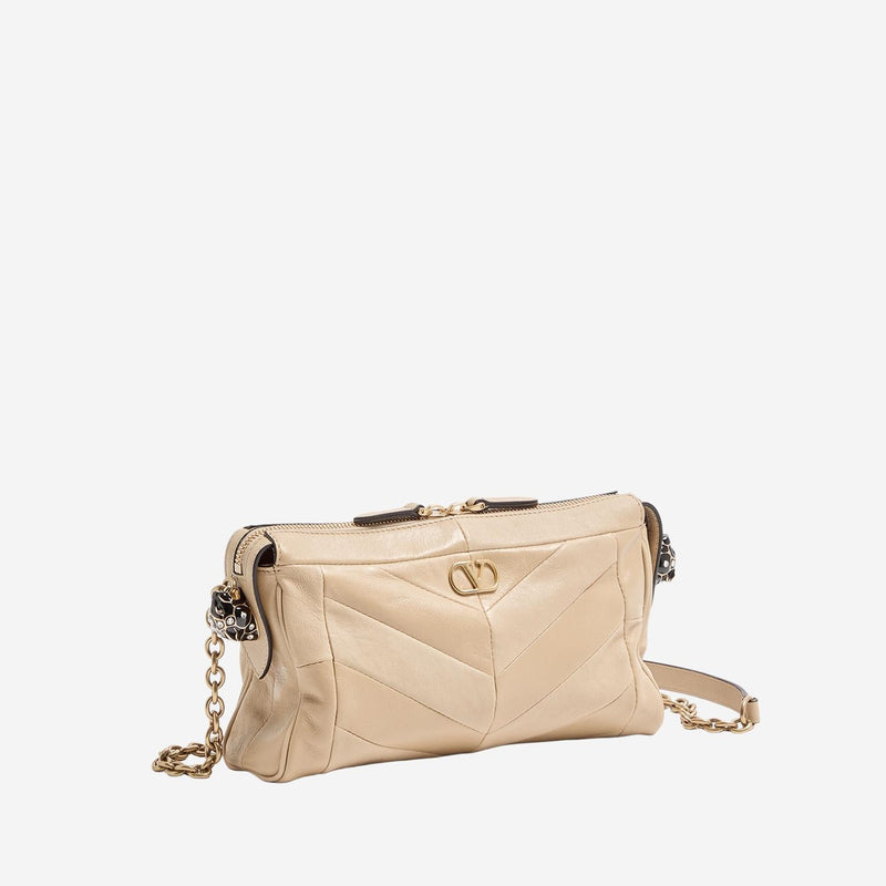 Valentino Garavani Panthea Shoulder Bag — Beige Leather