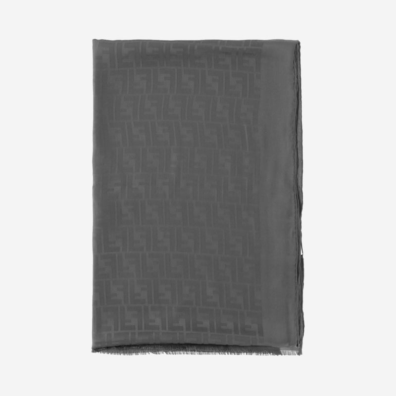 Fendi Ff Motif Silk Scarf — Gray Scarfs