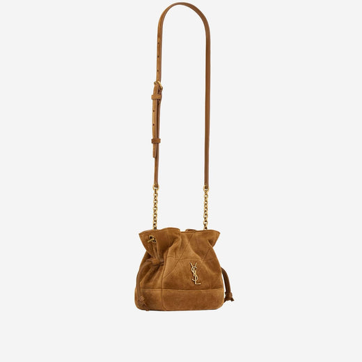 Saint Laurent Suede Drawstring Shoulder Bag — Brown Leather