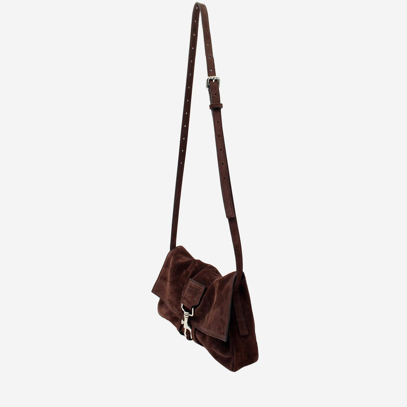 Radica Studio Suede Foldover Shoulder Bag — Brown