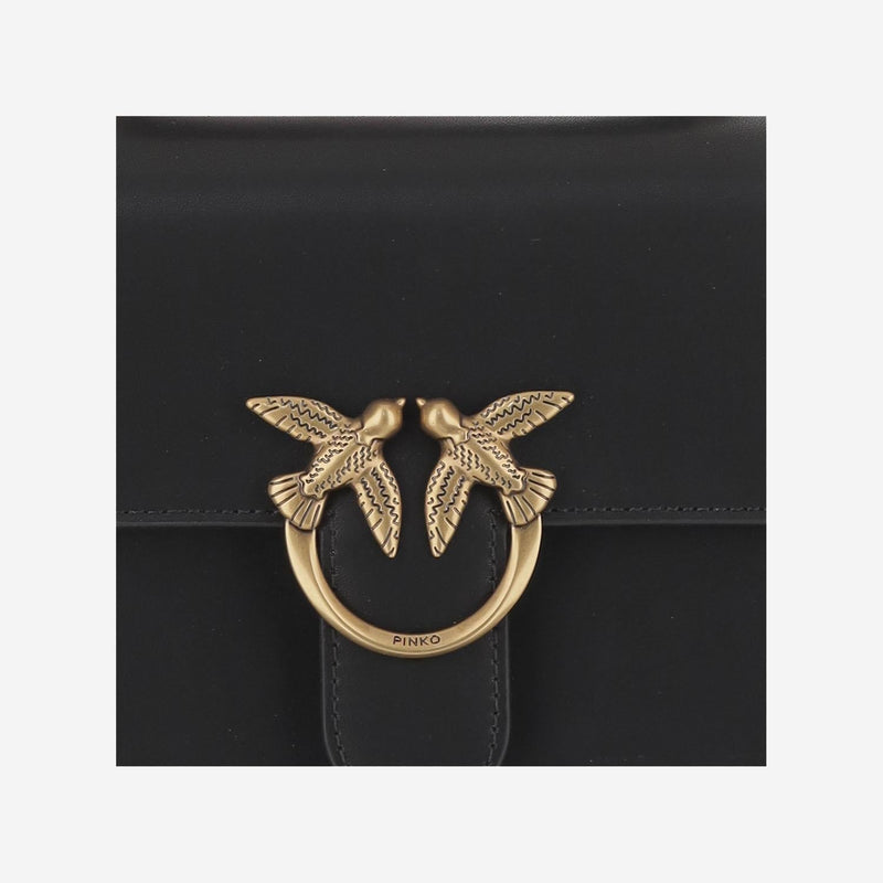Pinko Love Top Handle Bag — Black Leather