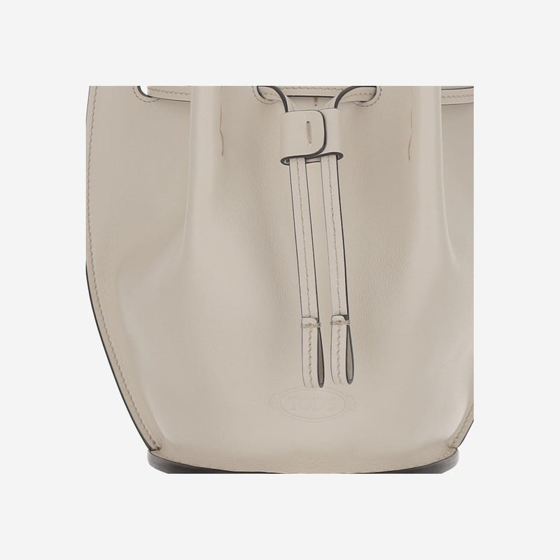Tods Calfskin Bucket Bag — White
