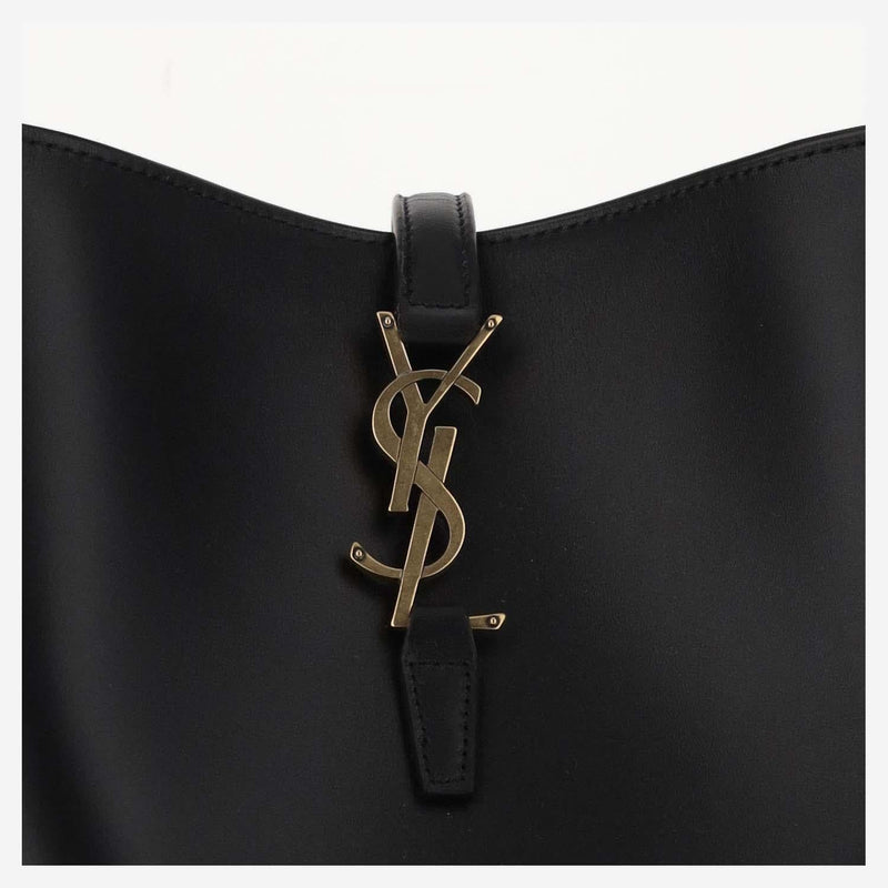 Saint Laurent Glossy Leather Shoulder Bag — Black