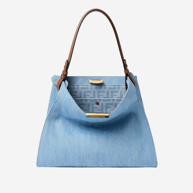Fendi Organic Cotton Denim Shoulder Bag — Blue