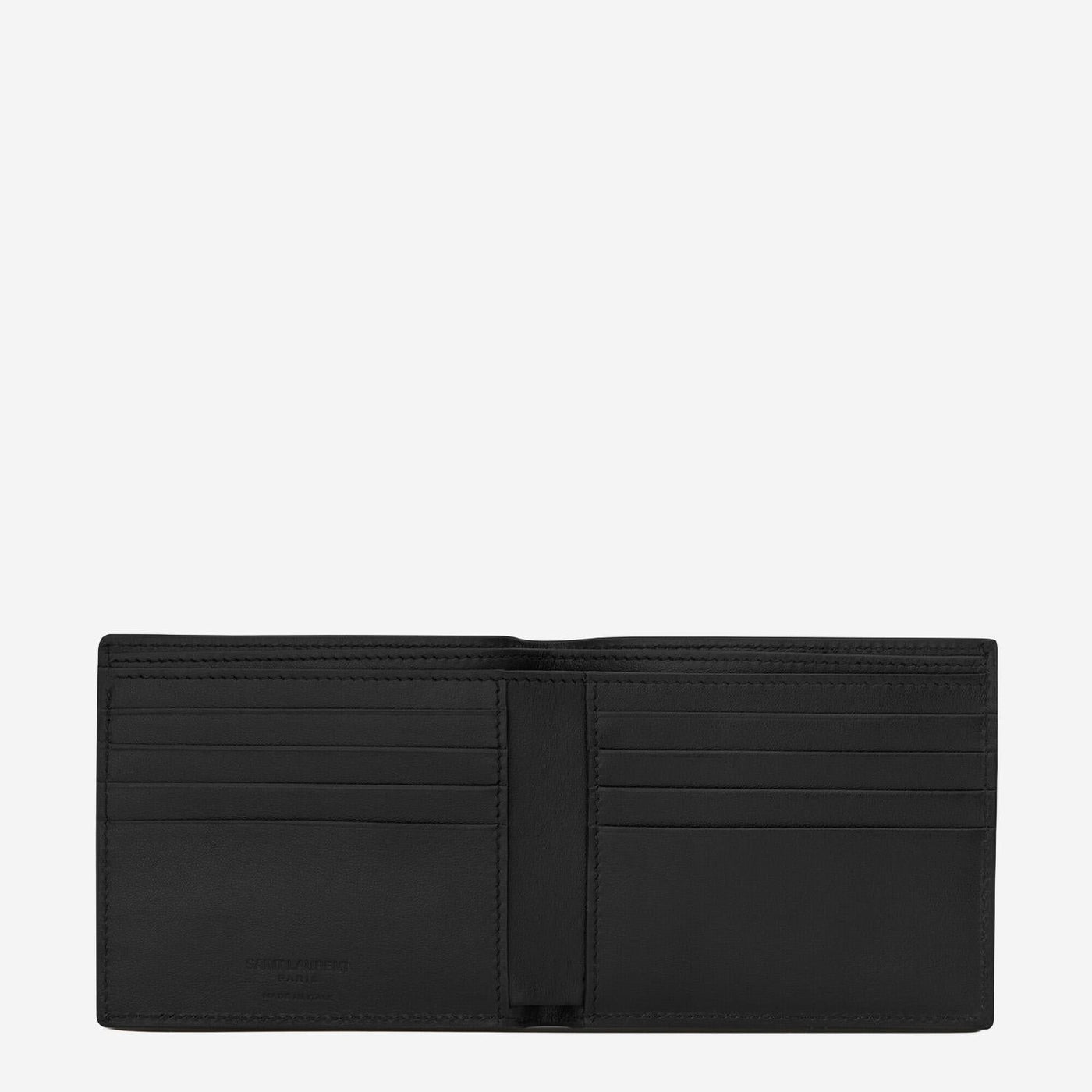 Saint Laurent Embossed-Logo Leather Wallet — Black