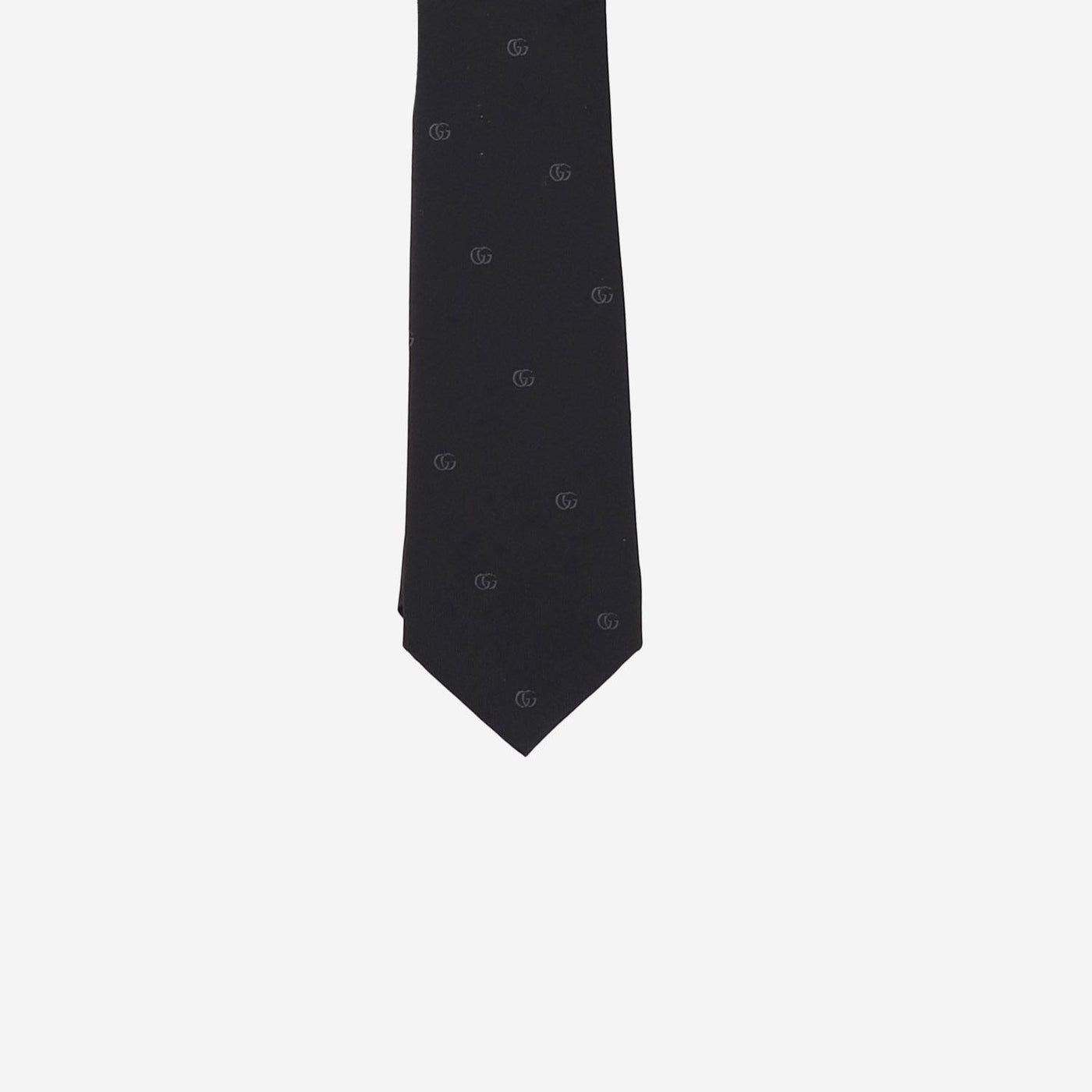 Gucci Silk Jacquard Double Gg Necktie — Black Neckties
