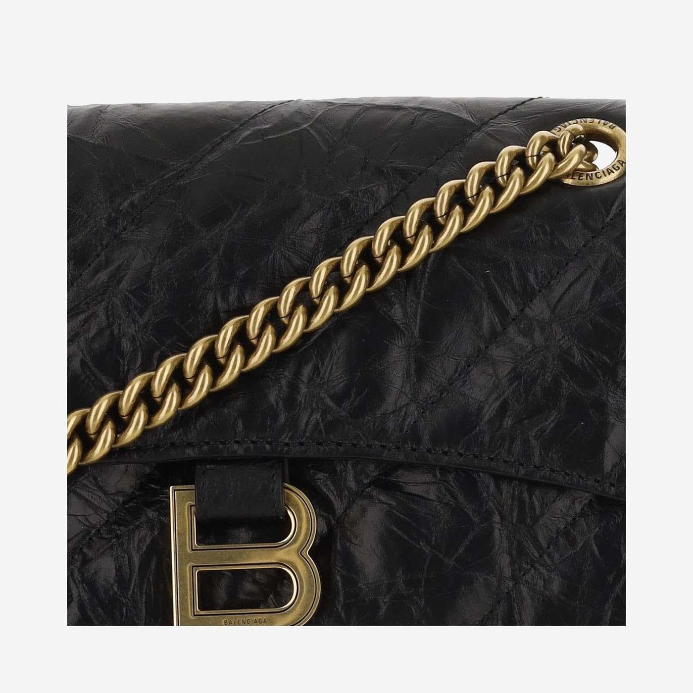 Balenciaga Hourglass Shoulder Bag — Black Calfskin