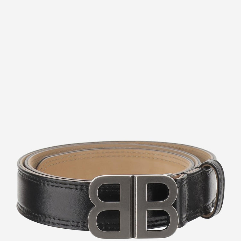 Balenciaga Soft Lambskin Bb Logo Belt — Black