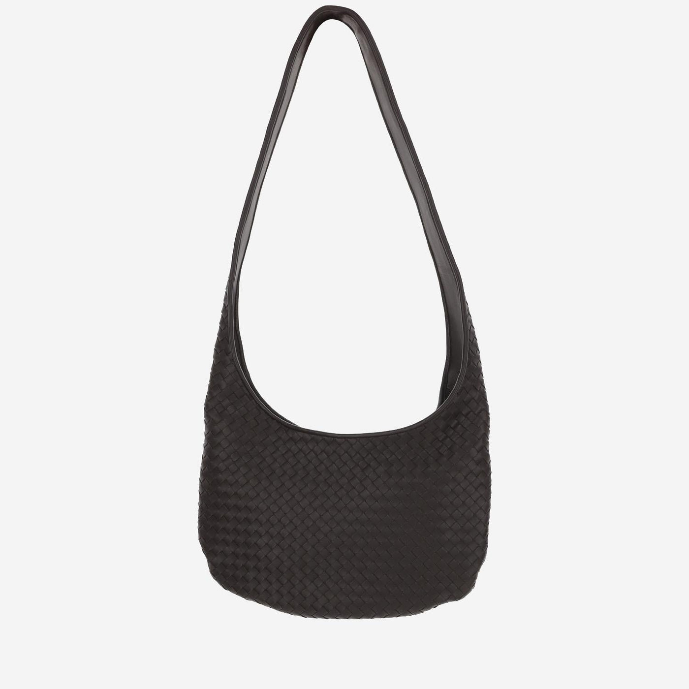 Bottega Veneta Woven Lambskin Crossbody Bag — Brown Leather