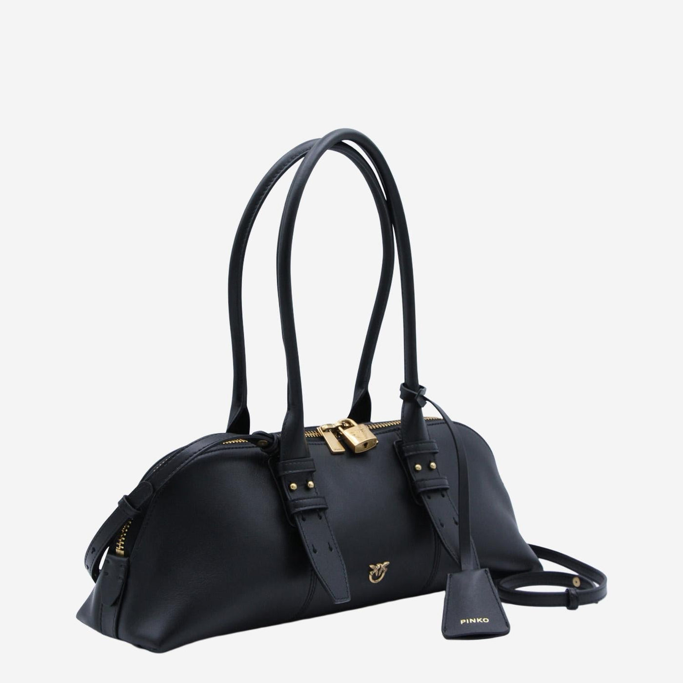 Pinko Escape Shoulder Bag — Black Leather