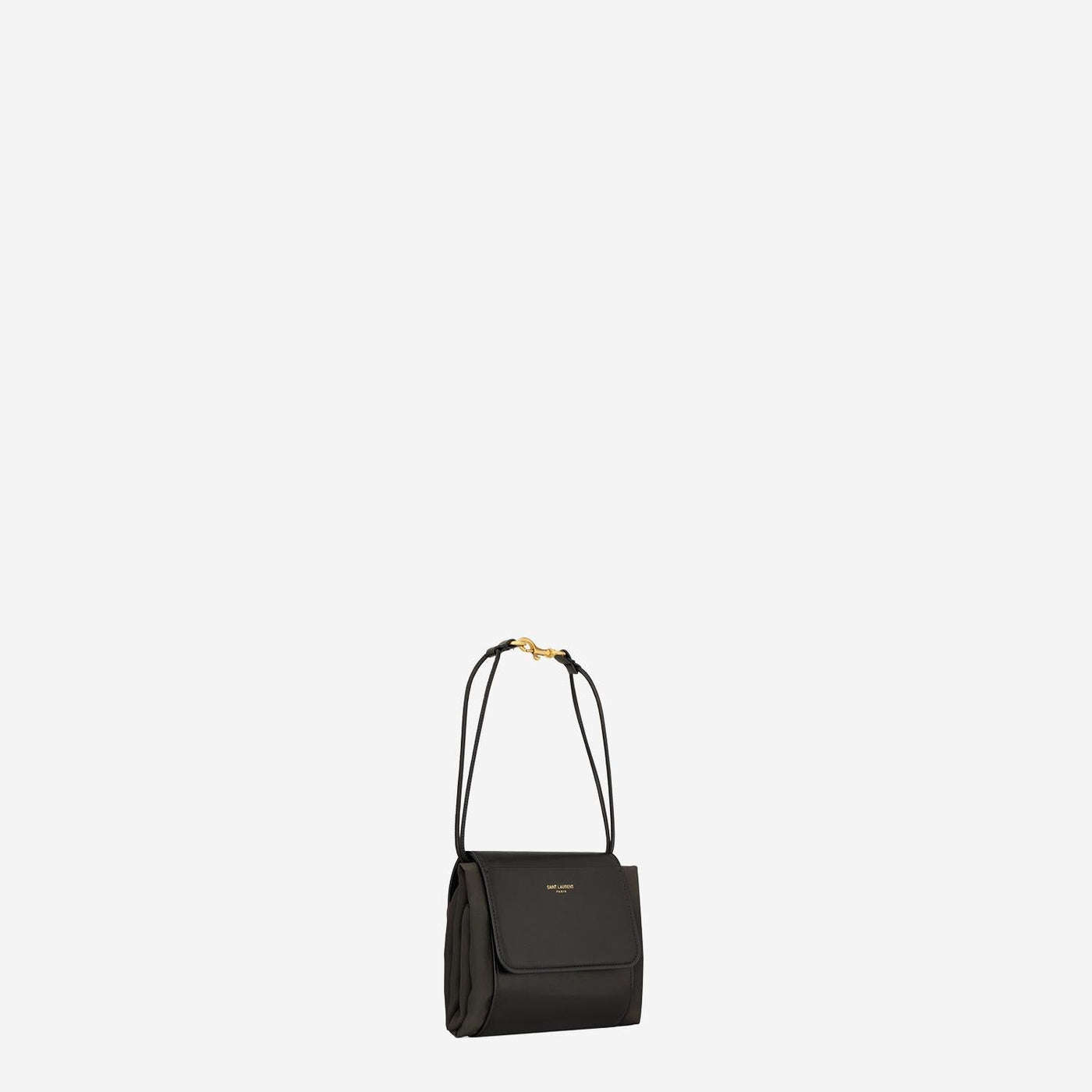 Saint Laurent Foldable Leather And Silk Satin Clutch — Brown