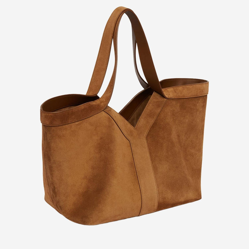 Saint Laurent Suede Tote Bag — Brown