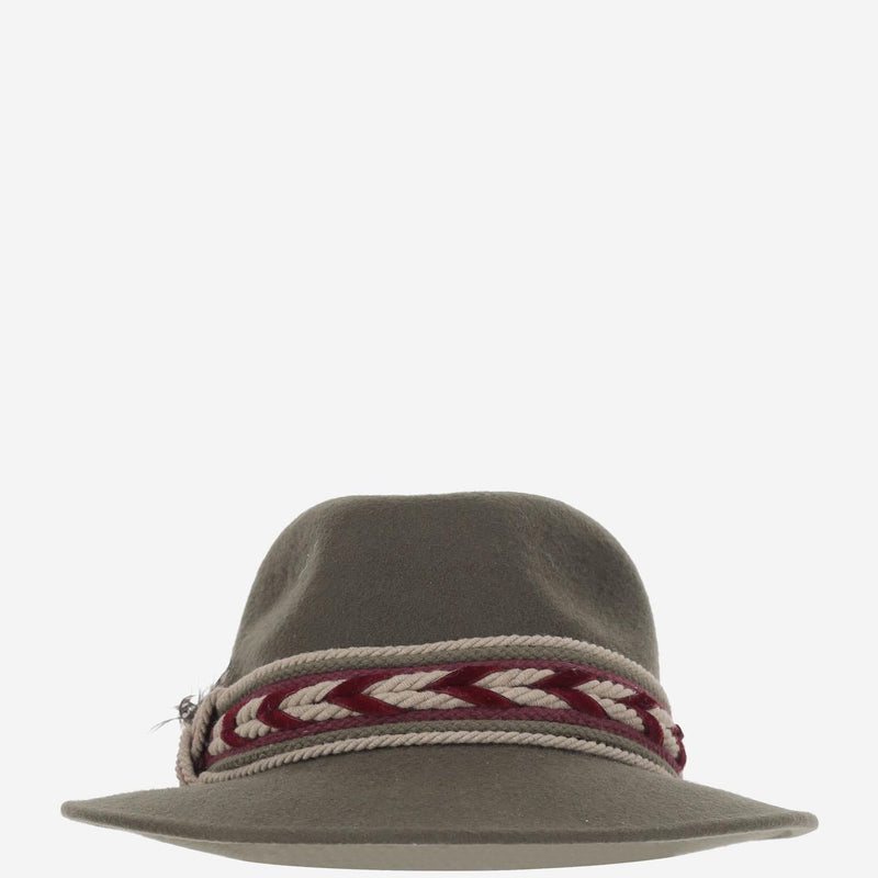 Alexia Alvarez De Toledo Greenhatbordeauxribbon Fedora Hat — Gray Wool Fedoras